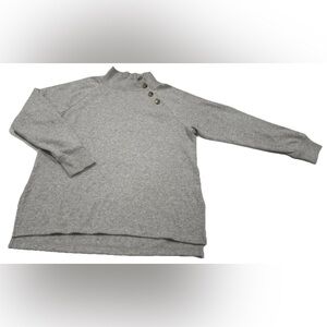 J. Crew Women’s Gray Mock Neck Button Pullover Sweater Long Sleeve (M)